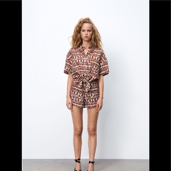 Zara Other - FIRM PRICE ⭐️Zara Printed Linen Blend Short & Top Set 2 Pc